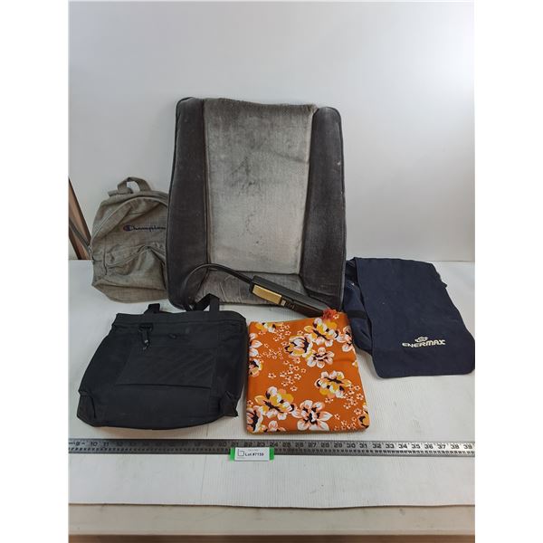 Vibration Back Cushion (No Power-Untested), Champion Back Pack, 3 Totes