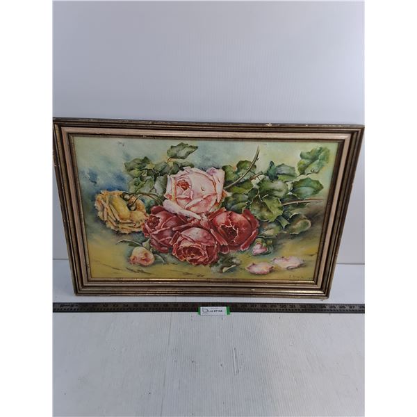 Wood-Framed "Roses" Wall Decor - 26.5" x 18" - Pickup Preferred