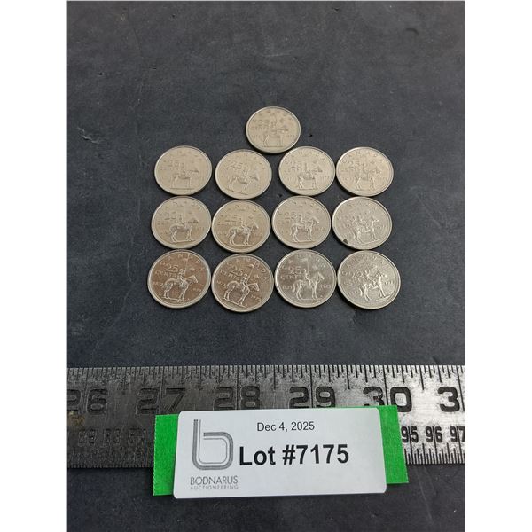 (13) Canadian 1973 Quarters