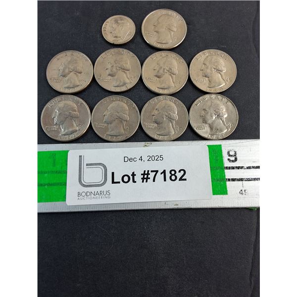 (9) American Quarters-Various Years and (1) American Dime