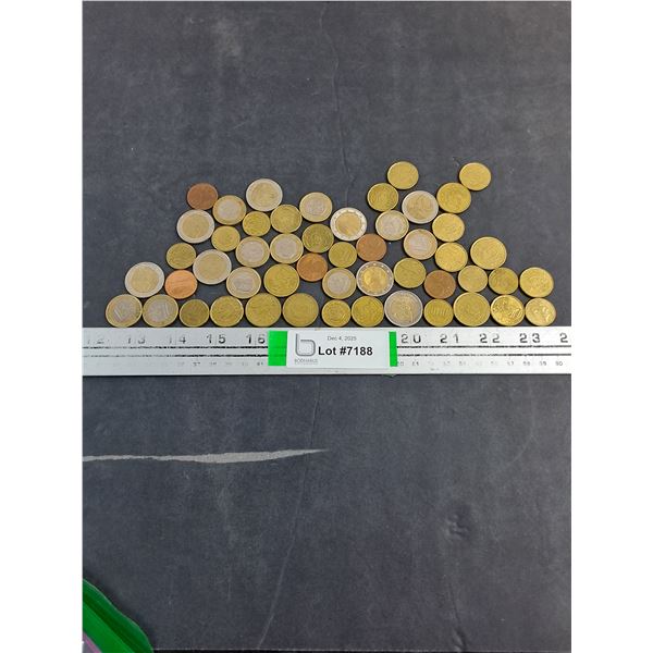 Over 50 Assorted Euro Coins in assorted denominations