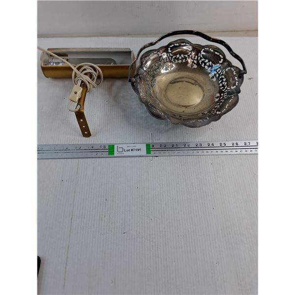 Silver Plated Tray with Handle and Bedside/Desk Lamp(working)