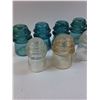 Image 2 : (9) Glass Insulators: Green & Clear