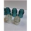 Image 3 : (9) Glass Insulators: Green & Clear