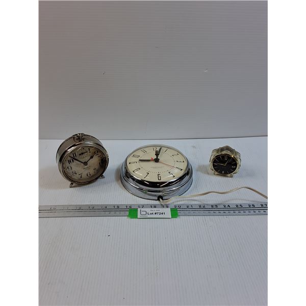 (3) Vintage Clocks: Electric, Wind-up - As Is