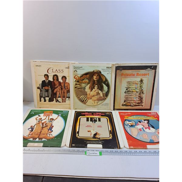 (6) Vintage Video Discs: Pretty Baby, North Dallas Forty, Disney Cartoons, Misc