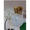 Image 2 : Milk Glass Bowl, Dentist Sink, Various Plastic Cups, Rush Foam