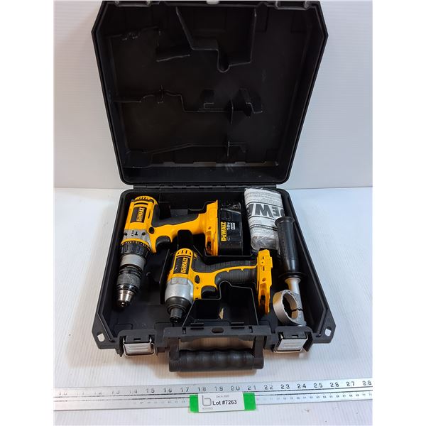 (2) Dewalt Battery Drills in Case - Batteries May Need Charge, As Is