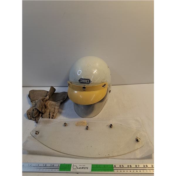 Shoei Helmet, Face Shield (2)  Leather Gloves