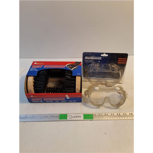 Boot Scrubber NIB, Impact Goggles As Is -