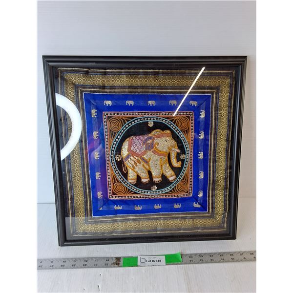 Framed Beaded Elephant Artwork 18.25"