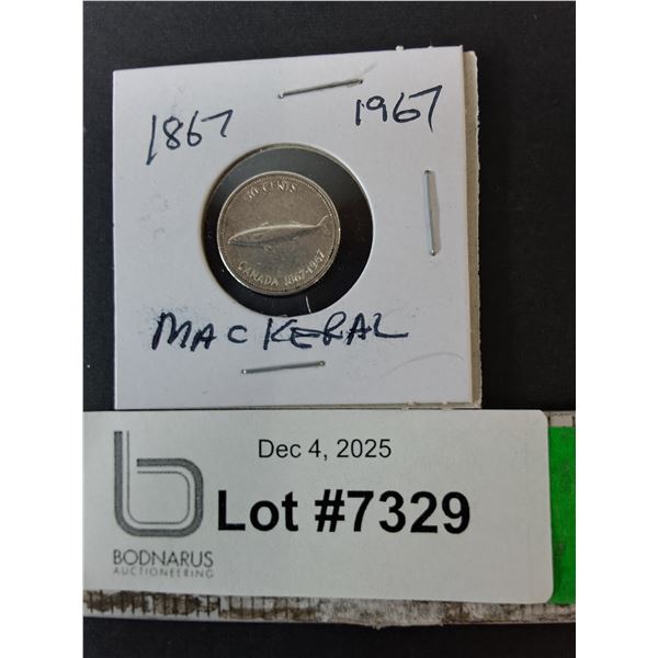Canadian 1967 Centennial Mackeral Dime