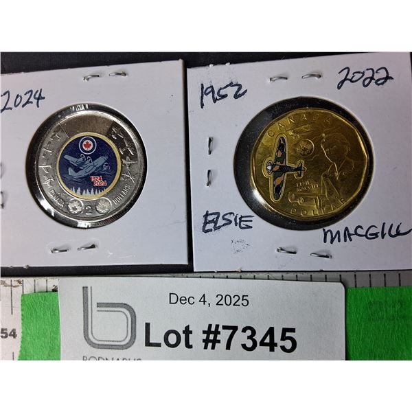 RCAF Centennial Toonie  2024 & Elsie Macgill Loonie 1952-2022