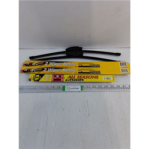 (4) 18" Wiper Blades and (1) 13" Wiper Blade Refill