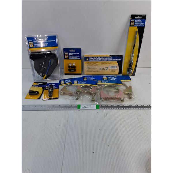 (5) Various Size Muffler Clamps,7 Wire Trailer Harness with Connector and more as pictured