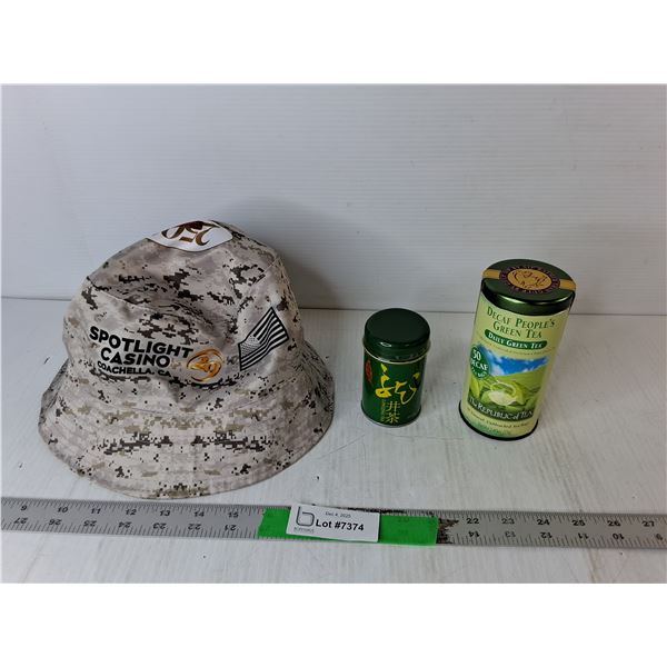 Hat & (2) Containers of Tea- Sealed