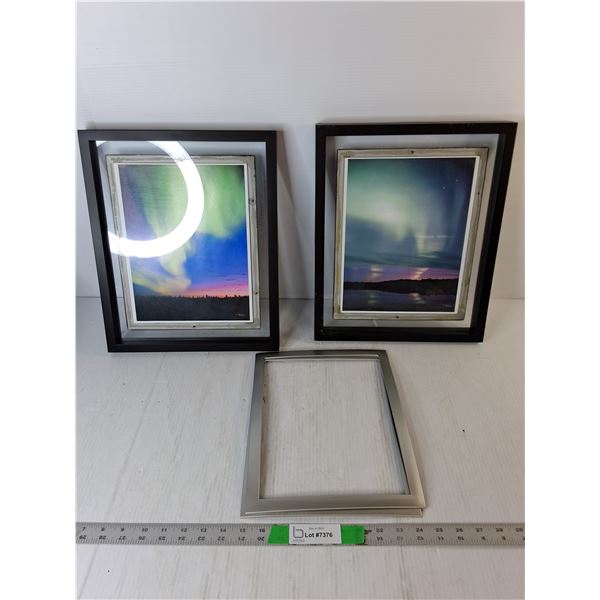 (2) Framed Northern Lights Photos 15.25" x 12.25"