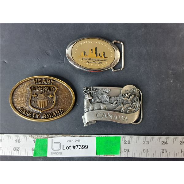 (3) Belt Buckles- Canada, Hibernia, Refinery