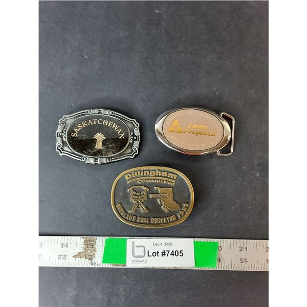 (3) Beltbuckles- Saskatchewan, Delta Projects, Dillingham Construction