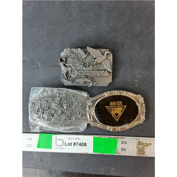 (3) Beltbuckles- Ag Ex, Minnesota, Points North Construction