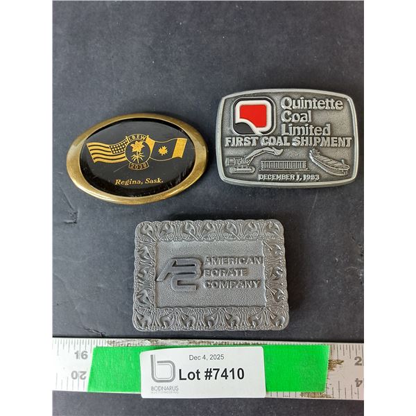 (3) Beltbuckles- American Borate, Quintette Coal, Regina