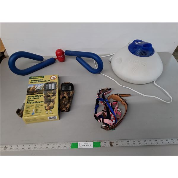 Thigh Master, Vick's Humidifier- Powers On, Moquito Area Repellant, Dog Collars- Cannot Ship