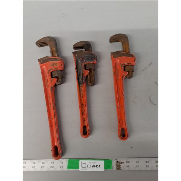 (3) Pipe Wrenches Up to 14" Long