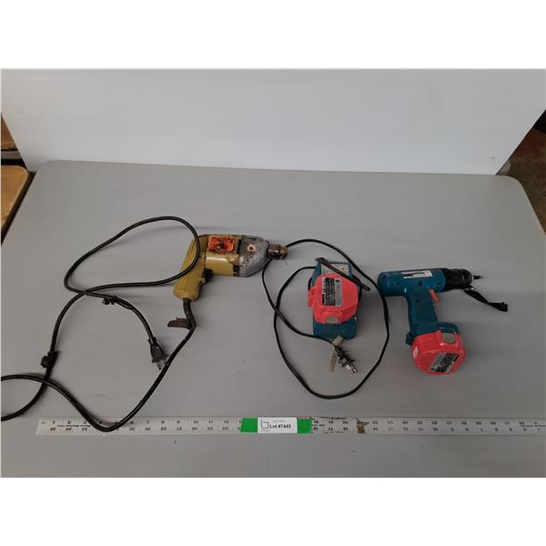 Makita Dril, (2) Batteries & Charger- As Is & Black & Decker Drill- Powers On