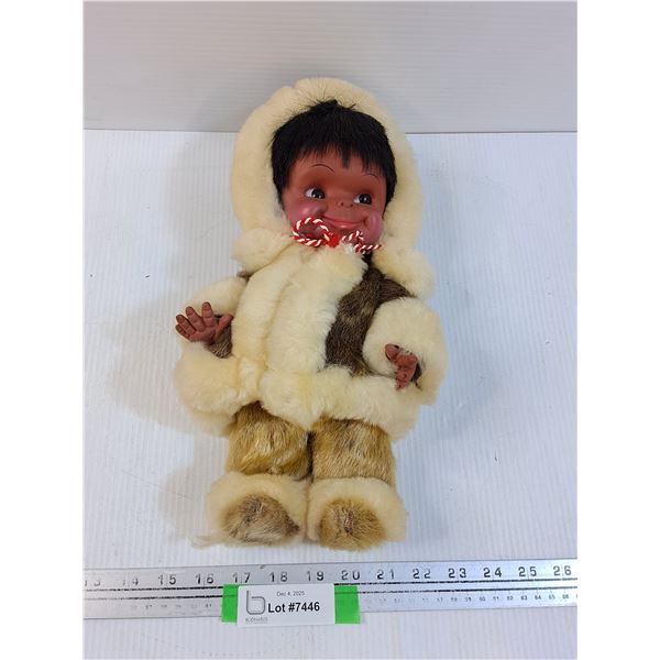 Eskimo Vinyl Body & Fur Coat - 13.5" Tall