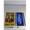 Image 1 : (2) Metal Signs- Ford, Route 66, W 7.5" H 11.5"