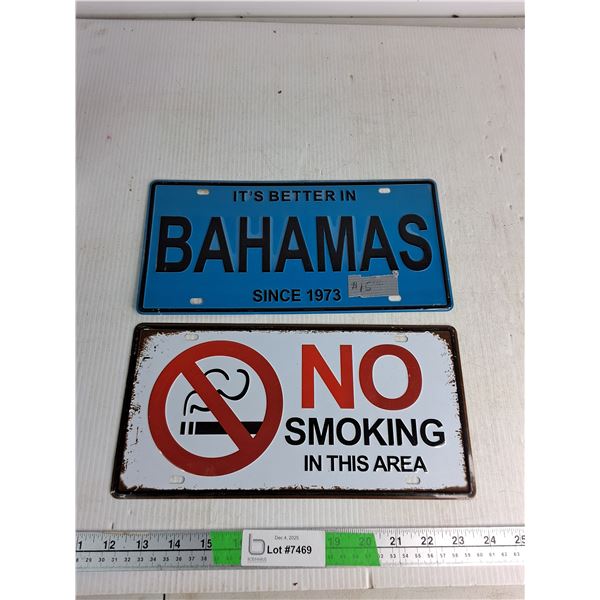 (2) Metal Signs - 12" By 6"