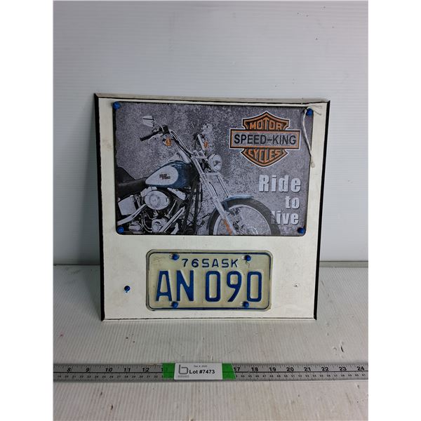Wooden Plaque With Metal Signs- Harley-Davison