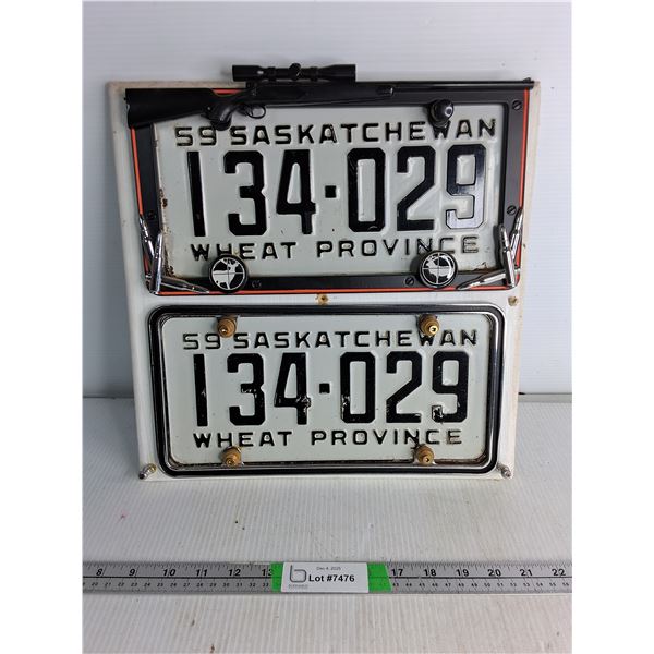 Wooden Plaque With Metal License Plate- 14" By 14"