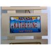 Image 3 : Wooden Display of Miniature Metal Licence Plates 6" By 13"