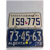 Image 3 : (4) Vintage License Plates- Saskatchewan,  Alberta