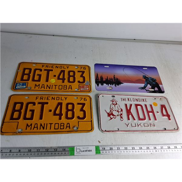 (4) License Plate- Yukon, Manitoba