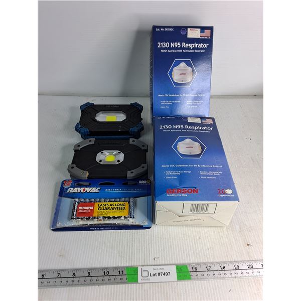 LED Work Light, Batteries, Respirator- As Is