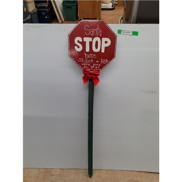 *Santa Stop Sign Decoration 50"  Cannot Ship