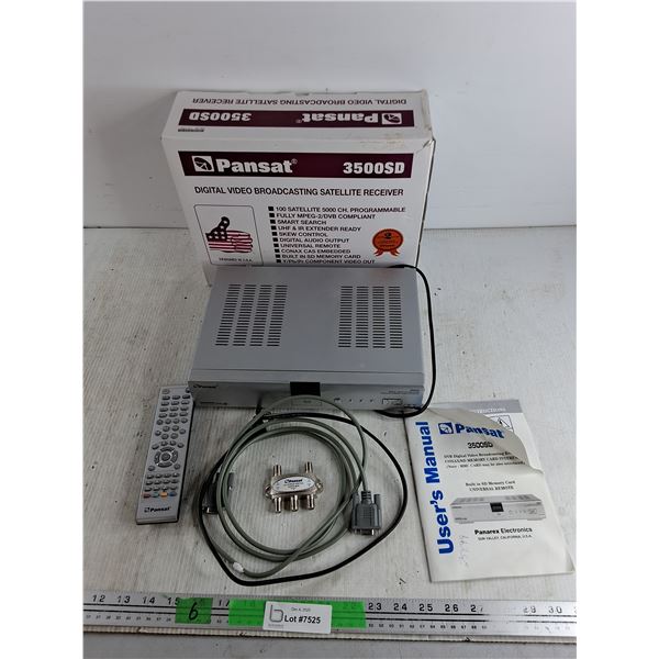 Pansat 3500SD Digital Video Broadcasting Satellite Receiver - Powers On, As Is