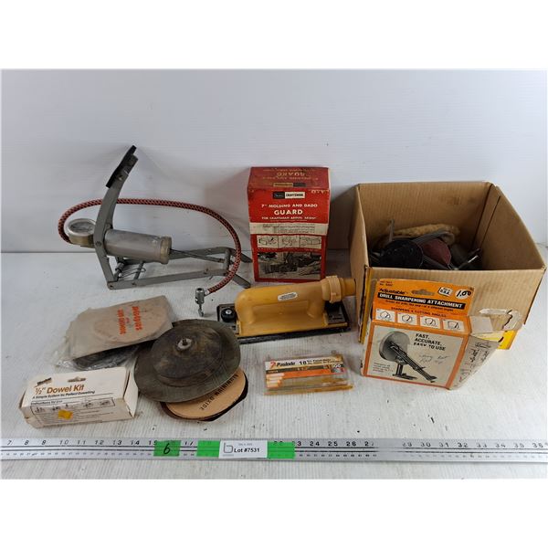 Foot Pump, 7"  Molding & Dado Guard, 1/2" Dowel Kit, 18Ga Finish Nails, Misc