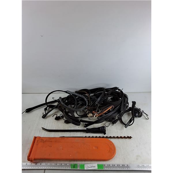 Bungee Cords, Pry Bar, Concrete Bit, Husqvarna Chainsaw Blade Cover