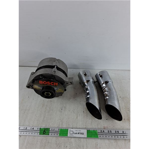 Bosch Alternator - As Is, (2) Exhaust Tips