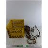 Image 1 : Pulley Block with Hook, Threaded J Bolt Clamps, Screw Pin Shackle, Plastic Milk Crate 11" x 13" x 11