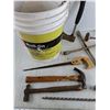 Image 3 : Hole Saws, Hand Drill, Hammers, Lug Wrench, Wire Brushes, 18.9L Plastic Bucket, Misc, Cannot Ship