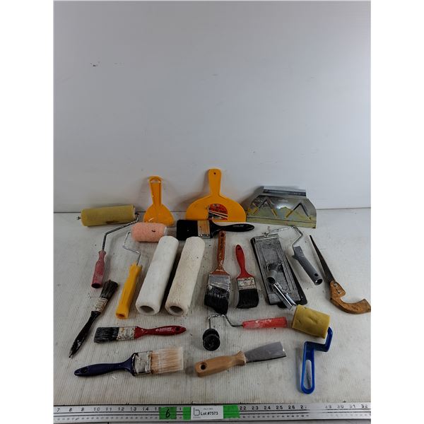 Paint Rollers, Brushes, Drywall Knifes, Hole Saw, Misc