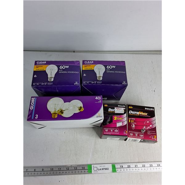 Assorted Lightbulbs- Globe 60w & 40w, Duramax