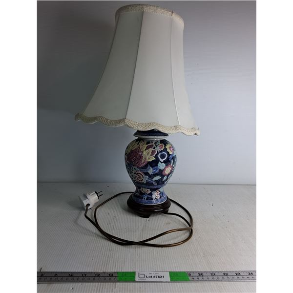 Painted Ceramic Lamp, H 22"- As is