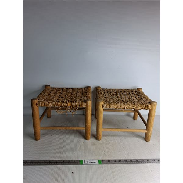 (2)Wooden Foot Stool- H 9", L 10.5" W 11.5"