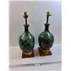 Image 1 : (2) Vintage Ceramic Blue Mountain Style End Table Lamps - 22" x 8" - Preferred Pick-Up