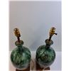 Image 5 : (2) Vintage Ceramic Blue Mountain Style End Table Lamps - 22" x 8" - Preferred Pick-Up